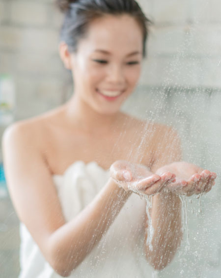 Woman taking a bath