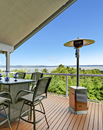 Outdoor cooking with dining table and overlooking view Outdoor cooking with dining table and overlooking view